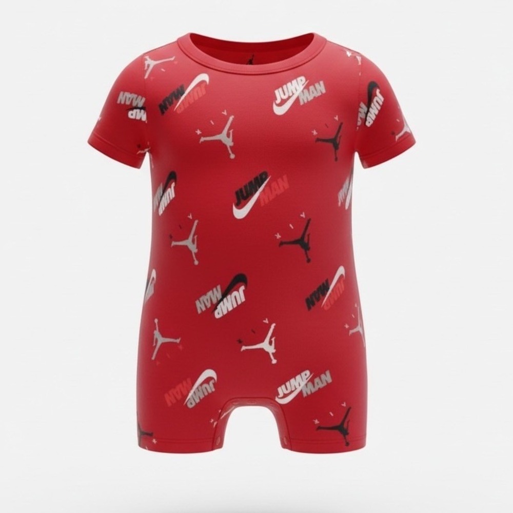 Jordan Romper Baby Unisex 3M Red Excellent Jumpman Logo Print Short Sleeve